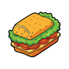 Golden chicken cutlet sandwich with lettuce on white bun