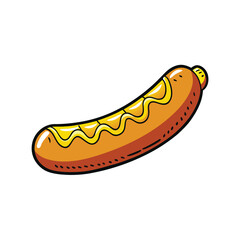 Grilled bratwurst sausage with mustard illustration