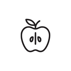 Illustration of an apple with a percentage sign inside, this simple, minimalist design is perfect for representing discounts, sales, or healthy eating promotions