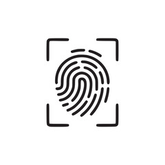 Illustration of a fingerprint scan, suitable for themes of security, identification, and technology in a sleek and contemporary line art style