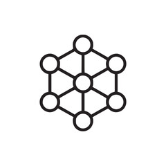 Illustration of a molecule the molecule is a simple, minimalist design, with seven circles connected by lines the molecule is a representation of a network or connection