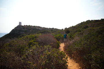 hiking in the mountains in the summer