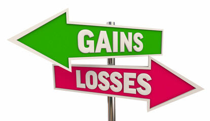 Gains Vs Losses Arrow Signs Risk Reward Profit Income Earnings 3d Illustration