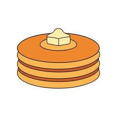 Fluffy pancakes with syrup and butter breakfast illustration