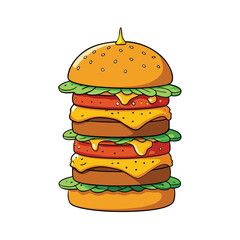 Delicious stack of gourmet cheeseburgers with dripping sauce