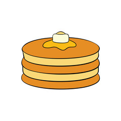 Fluffy pancakes with syrup and butter delicious breakfast food illustration