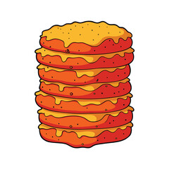 Crispy hash browns with a vibrant ketchup drizzle illustration