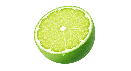 Vibrant lime slice with water droplets, fresh and juicy