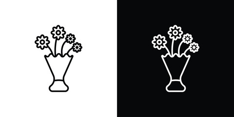 Flower bouquet icon logo black vector. suitable for any business website designs