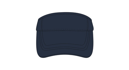 Naklejka premium Navy blue visor cap vector illustration on a clean white backdrop offering a clear and professional visual, ideal for various design purposes