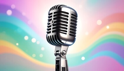 Retro microphone against colorful abstract background