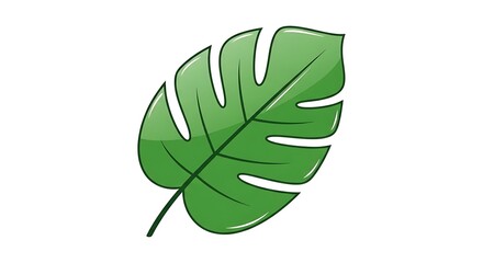 A lush, vibrant green monstera leaf, isolated and ready for your creative needs. 