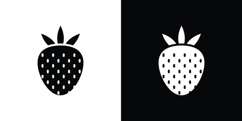 Strawberry icon. vector art. solid style pictogram