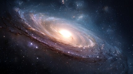 Fototapeta premium Stunning spiral galaxy with vibrant nebulae and countless stars illuminating the vast cosmic expanse for scientific exploration