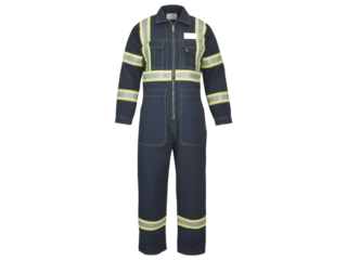 Dark Blue Safety Jumpsuit with Yellow Reflective Strips