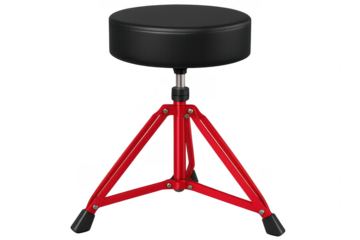 Adjustable Drum Throne with Round Black Padded Seat on Transparent Background