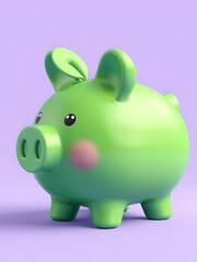 Obraz premium Green Piggy Bank 3D Illustration