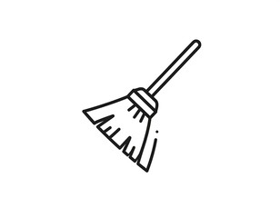 Simple, black outline illustration of a broom.