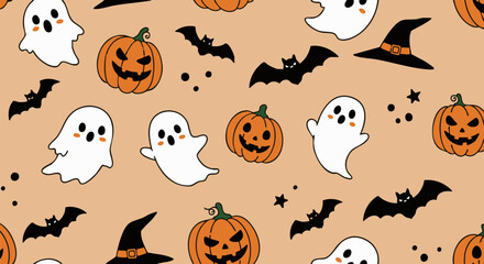 Halloween Ghosts and Bats Pattern