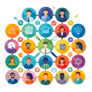 A colorful network of interconnected people