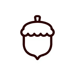 Obraz premium Brown Acorn Seed Icon with Outline on White