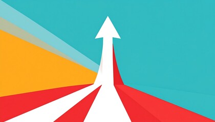 A vibrant, geometric upward arrow graphic highlights a path of progress and growth.