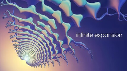 Fractal vortex illustration with phrase Infinite Expansion – Suitable for futuristic design, technology branding, or growth concepts