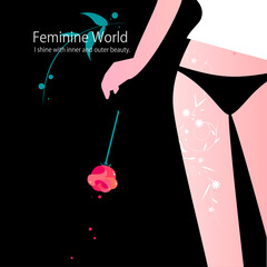 薔薇と女性の清潔感のあるシンプルな表紙