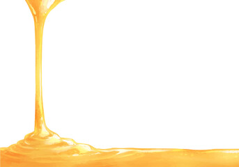 水彩風の上から垂れて溜まるはちみつ