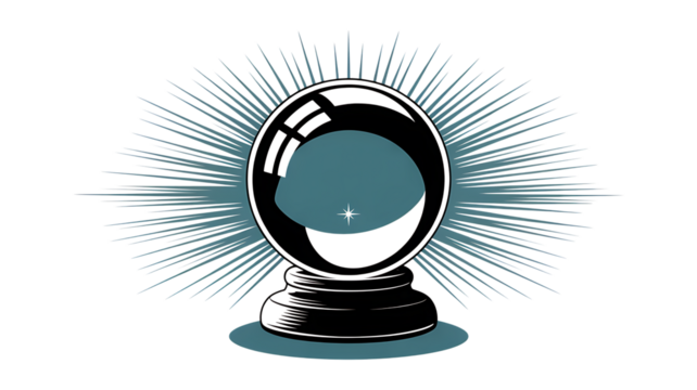 Enchanting crystal ball with radiating light, perfect for mystical or psychic themed designs and projects