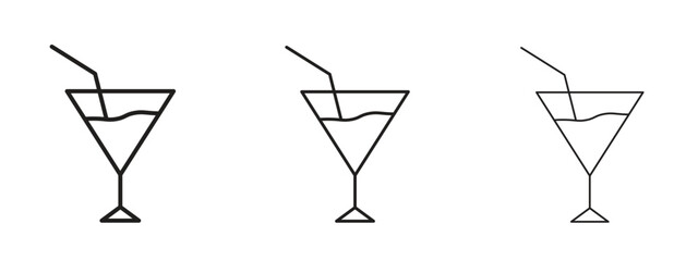 Cocktail icon illustration. Editable stroke. Pixel perfect
