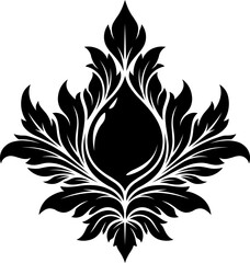 Stylized Victorian Gothic ornament with bead. Tattoo, ornamental design and decor element. Highly detailed and accurate lines for print or engraving