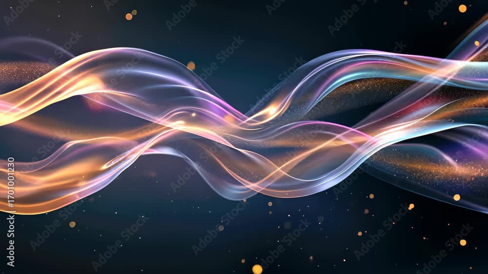 Aufkleber Abstract Light Wave: A visually captivating display of abstract light, where waves of color dance against a dark backdrop, creating a dynamic and elegant composition.
