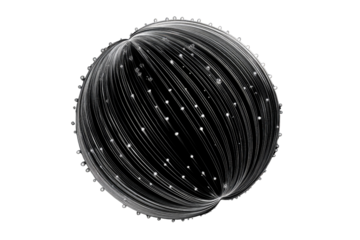 Abstract sphere with glowing lines and dots on a transparent background.  A digital artwork. background removed