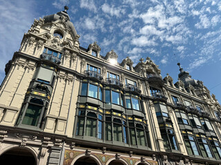 Prachtvolle Altbaufassaden im Bankenviertel von Zürich, Schweiz