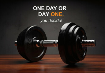 Dumbbell for fitness and exercise represents the start of a new healthy lifestyle journey