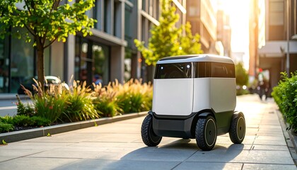 Autonomous delivery bot on city street