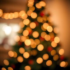 Fototapeta premium Blurred Christmas Tree Lights Background