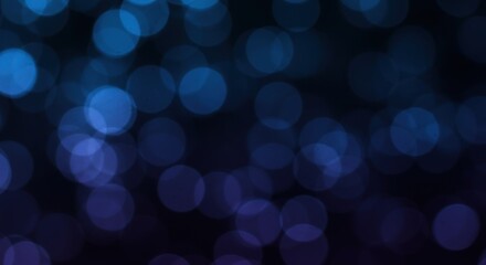 Abstract Blue Bokeh Lights on Dark Background, Festive Night Ambiance