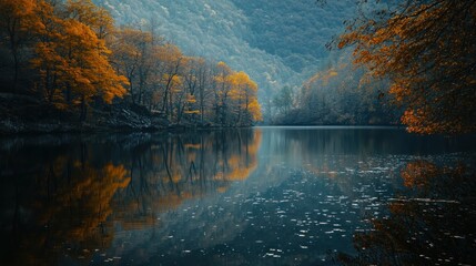 Autumn river reflection