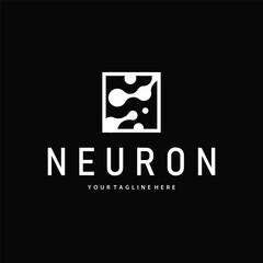 Neuron logo design concept of neuronal cell dna molecule atom with simple minimalist concept as icon symbol illustration template