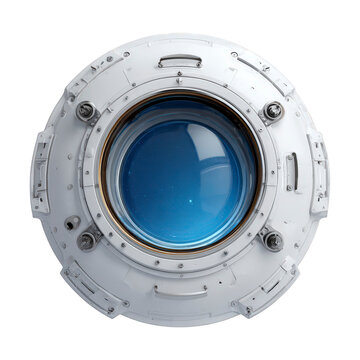 Blue and white space shuttle with a blue window