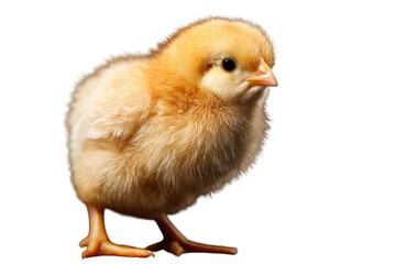 Obraz premium Adorable fluffy yellow chick standing against a transparent background, isolated. background removed