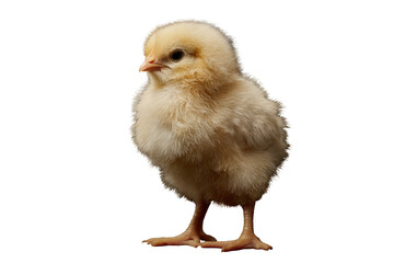 Obraz premium Adorable fluffy yellow chick standing on transparent background, isolated. background removed