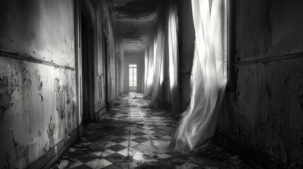 Abandoned hallway interior