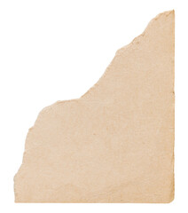 Ripped corner from old vintage book sheet, faded paper scrap with copy space isolated for design