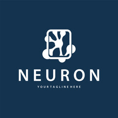 Neuron logo design concept of neuronal cell dna molecule atom with simple minimalist concept as icon symbol illustration template