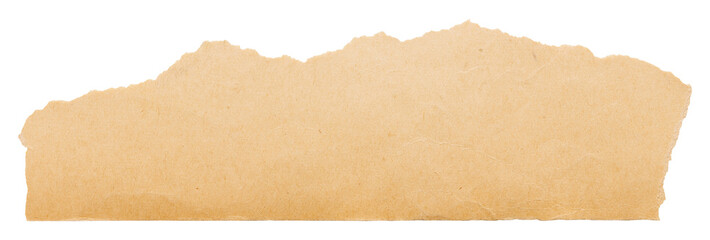 Ripped strip from old vintage book sheet, faded paper scrap with copy space isolated for design