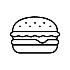 Flat outline icon of a layered burger with bun vector illustration scalable graphic design