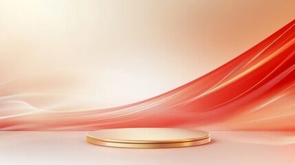 E-commerce product exhibition booth with red technology background